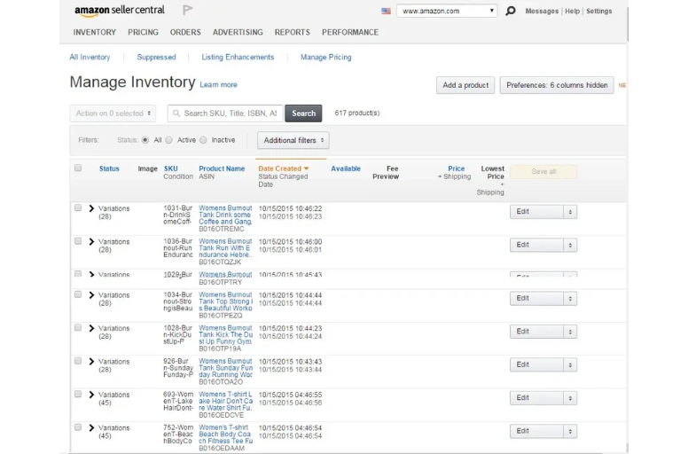 Amazon inventory management