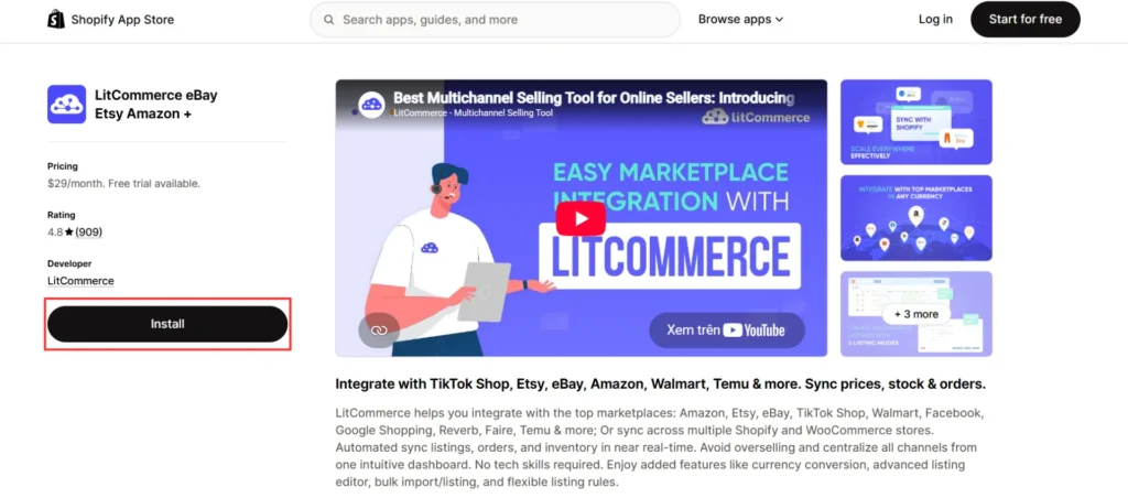 Design Install LitCommerce app
