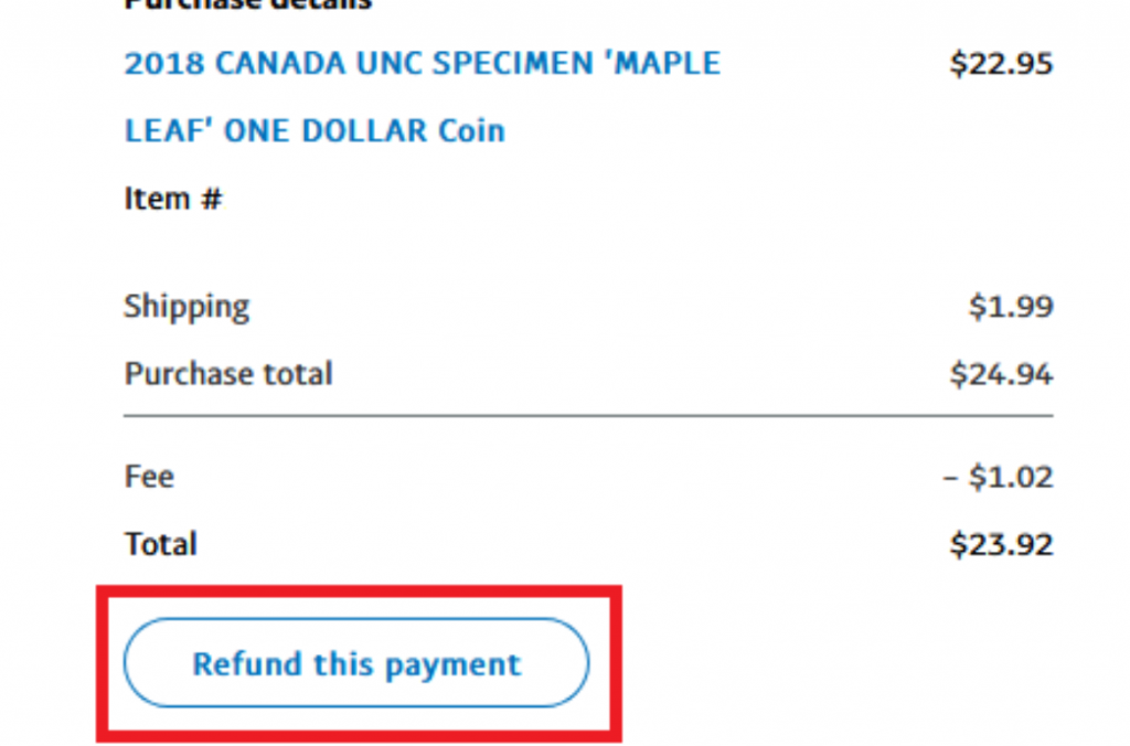 Issuing partial refund via PayPal