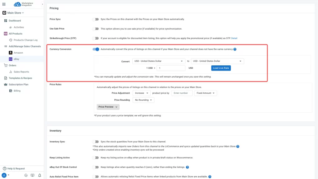 LitCommerce currency conversion