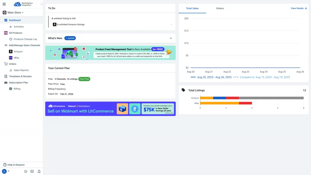 LitCommerce dashboard