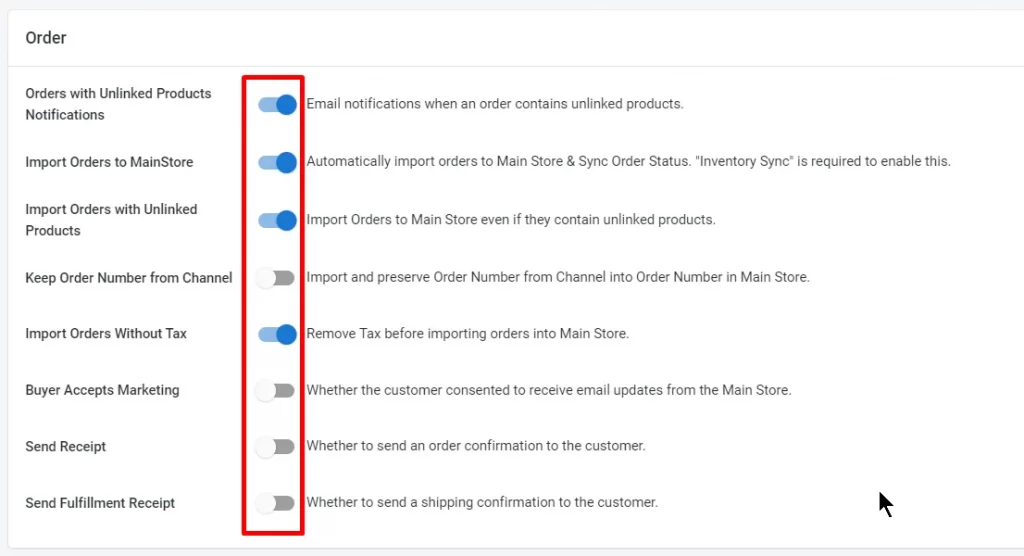 Import orders to main store