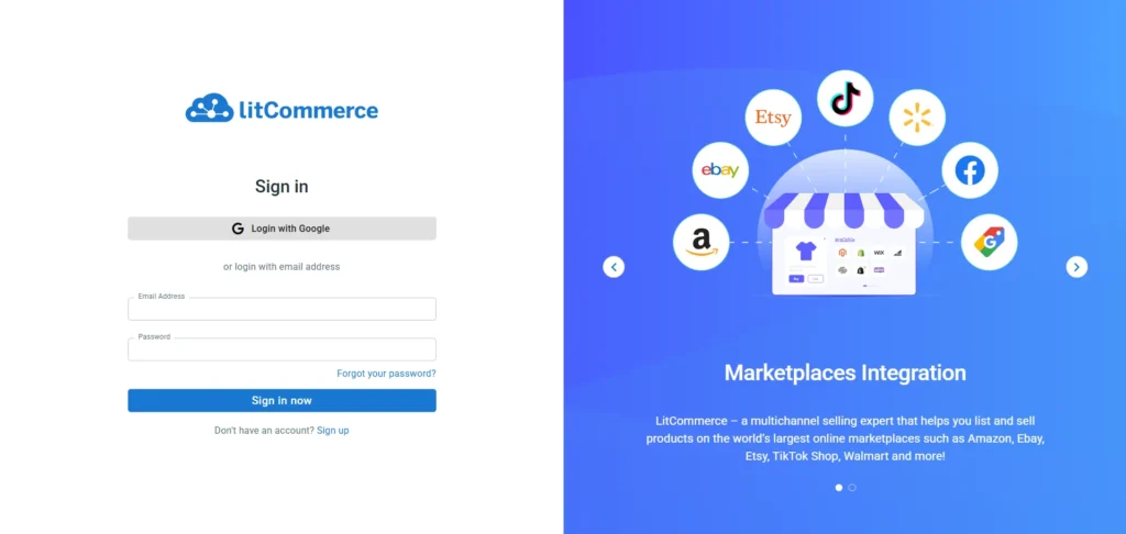 Step 1 Log in 1 LitCommerce Log in