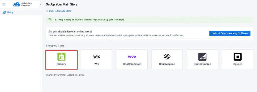 Step 1 Shopify 1 Integrating to a online store