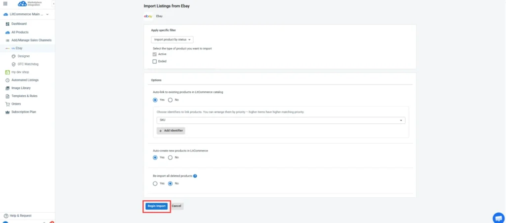 Step 2 case 2 Case 2. Import products from eBay and create them on your other store - 2