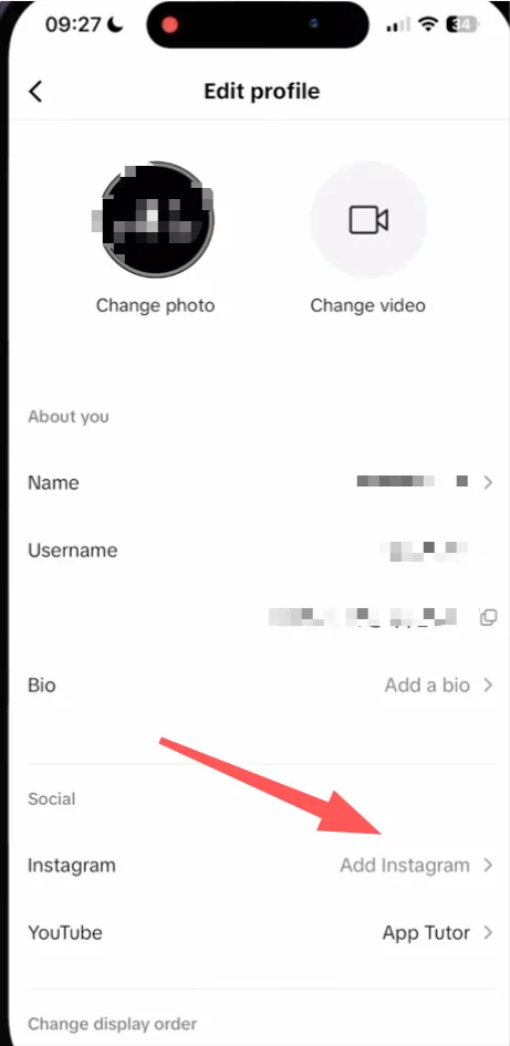Add instagram on tiktok 