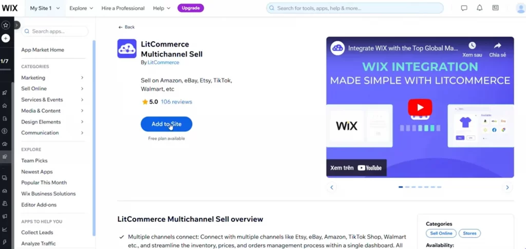 add litcommerce to wix