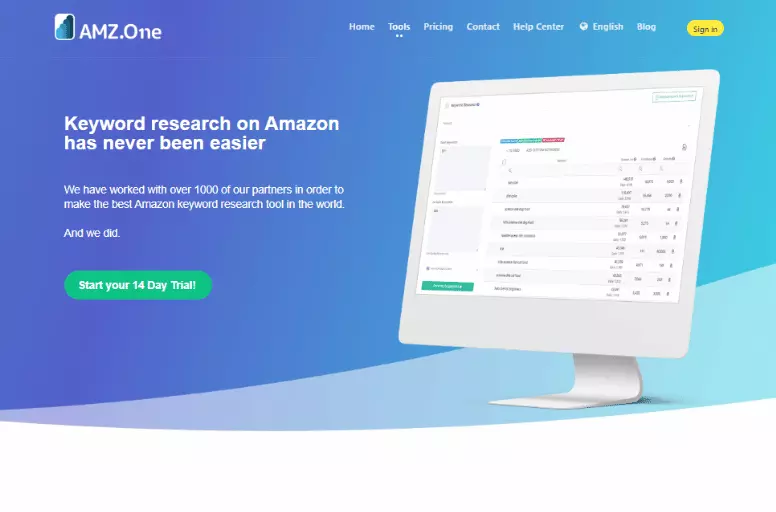 Save time and money searching the right keywords on Amazon with AMZ.One
