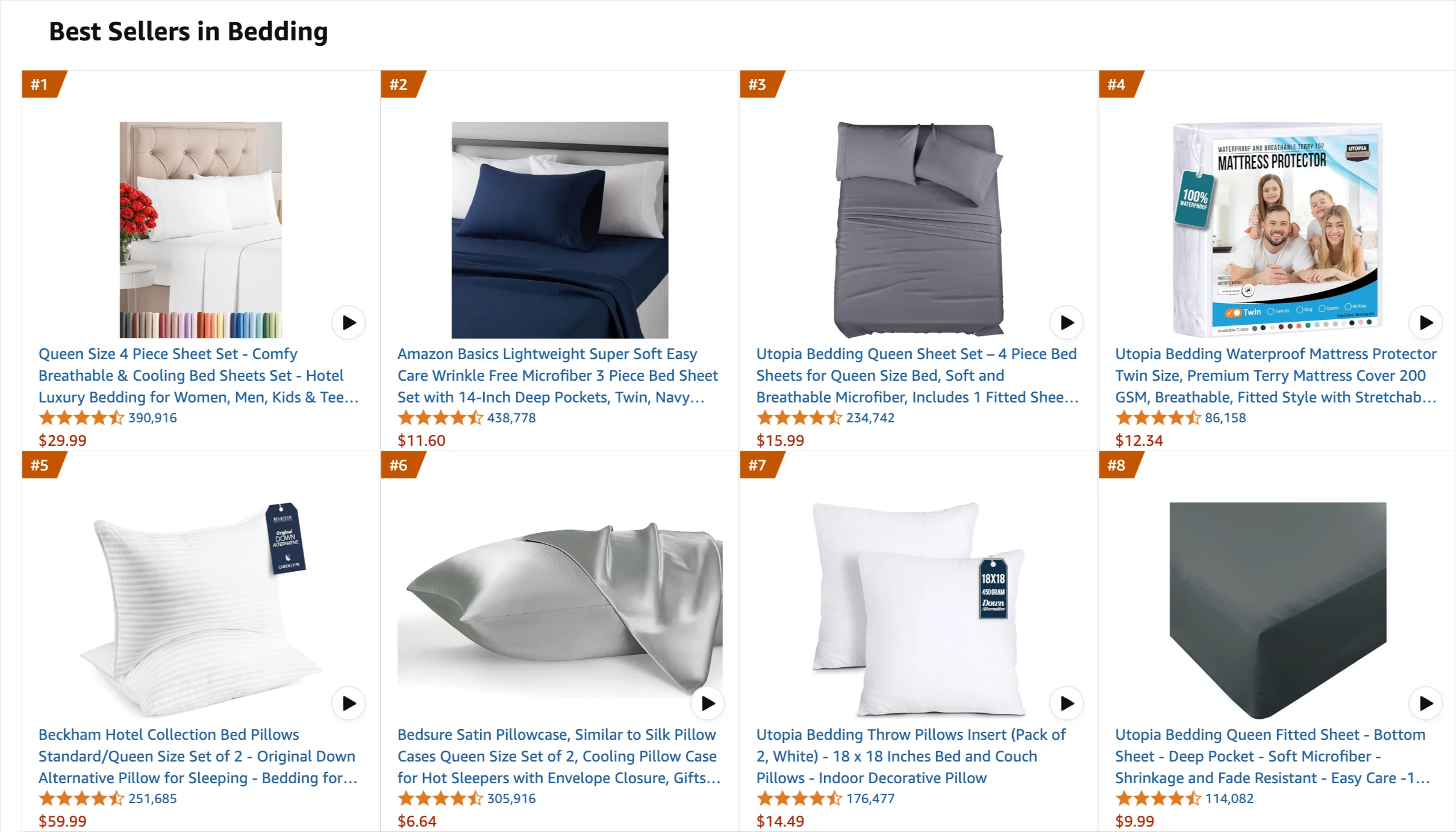 best sellers in bedding