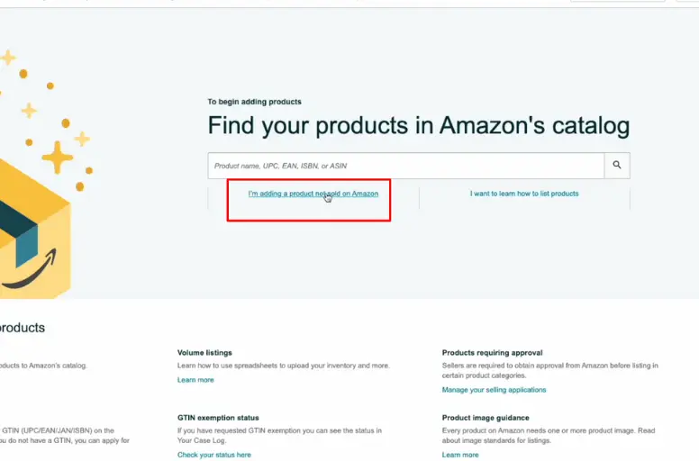Opt for the section where your product is not sold on Amazon