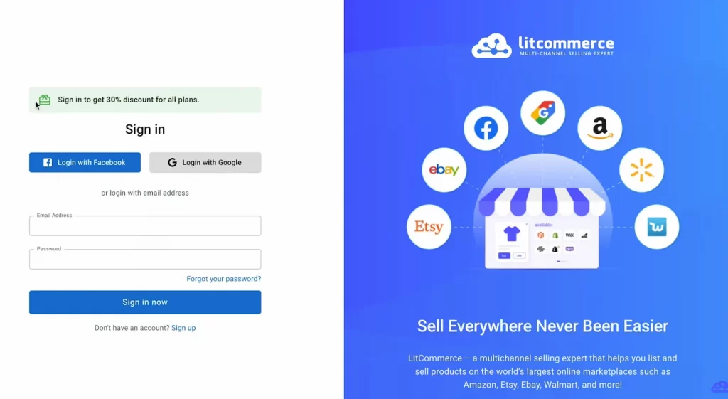 create a new litcommerce account