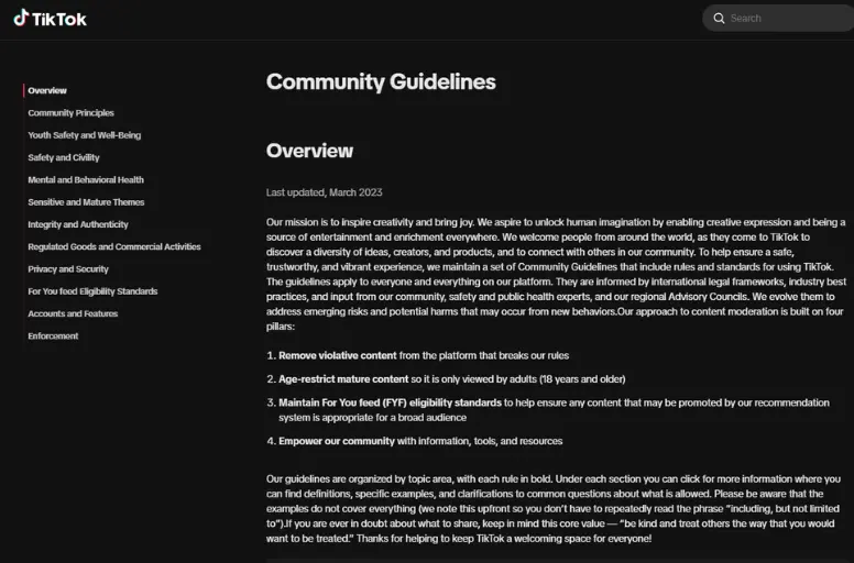It is important to follow TikTok's community guidelines