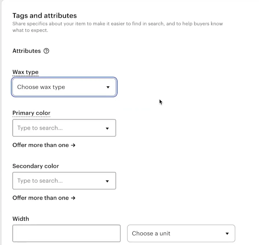 how to sell on etsy Set up tags and attributes