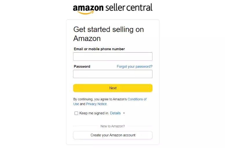 Start your Amazon dropshipping business by signing up for an Amazon seller account