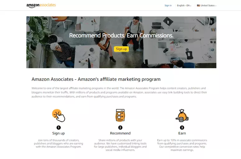 Amazon Associates program lets you earn commissions promoting products on Amazon