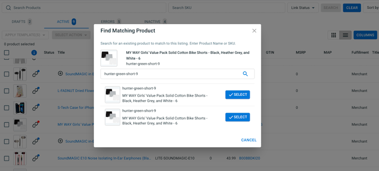 search matching products