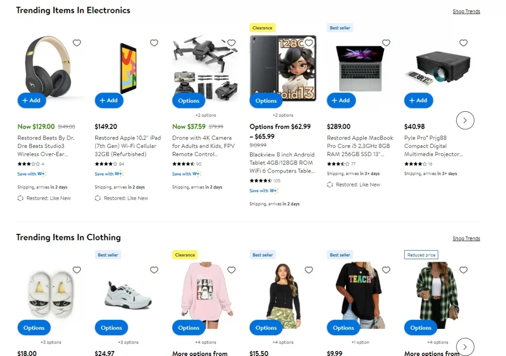 Trending items on Walmart