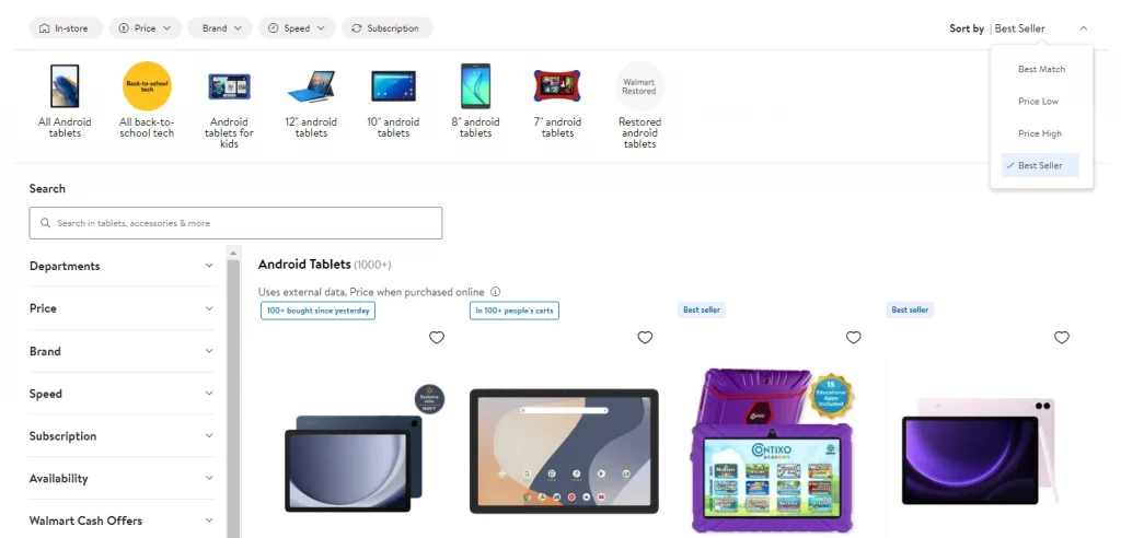 Walmart best selling items in the Electronics category