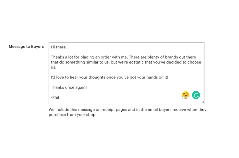 Etsy follow-up messages