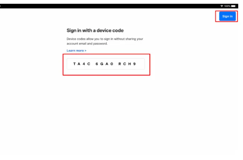 Sign in with your device code