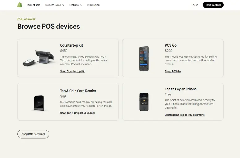 Shopify POS hardware fees