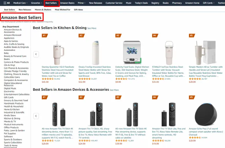 Amazon Best Sellers is a great tool to find the best products to dropship on Amazon