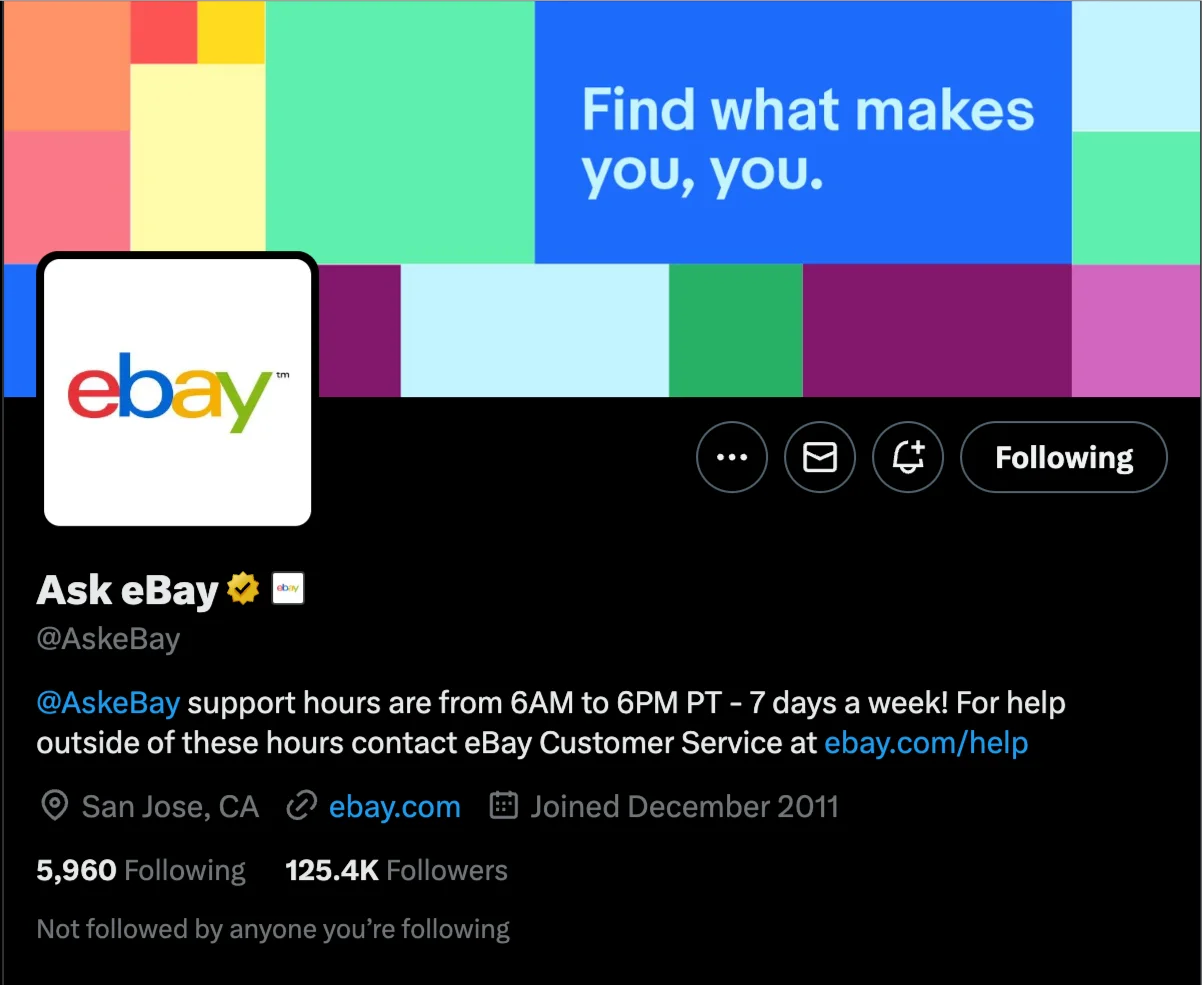 The Ask eBay Twitter Page