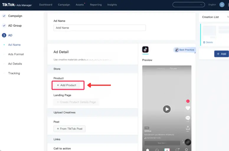 Create Your Ads for TikTok video shopping ads