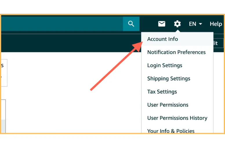 Select ‘Account Info’ tab to close Amazon business account
