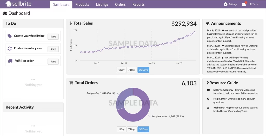 Sellbrite's interface - LitCommerce vs Sellbrite 
