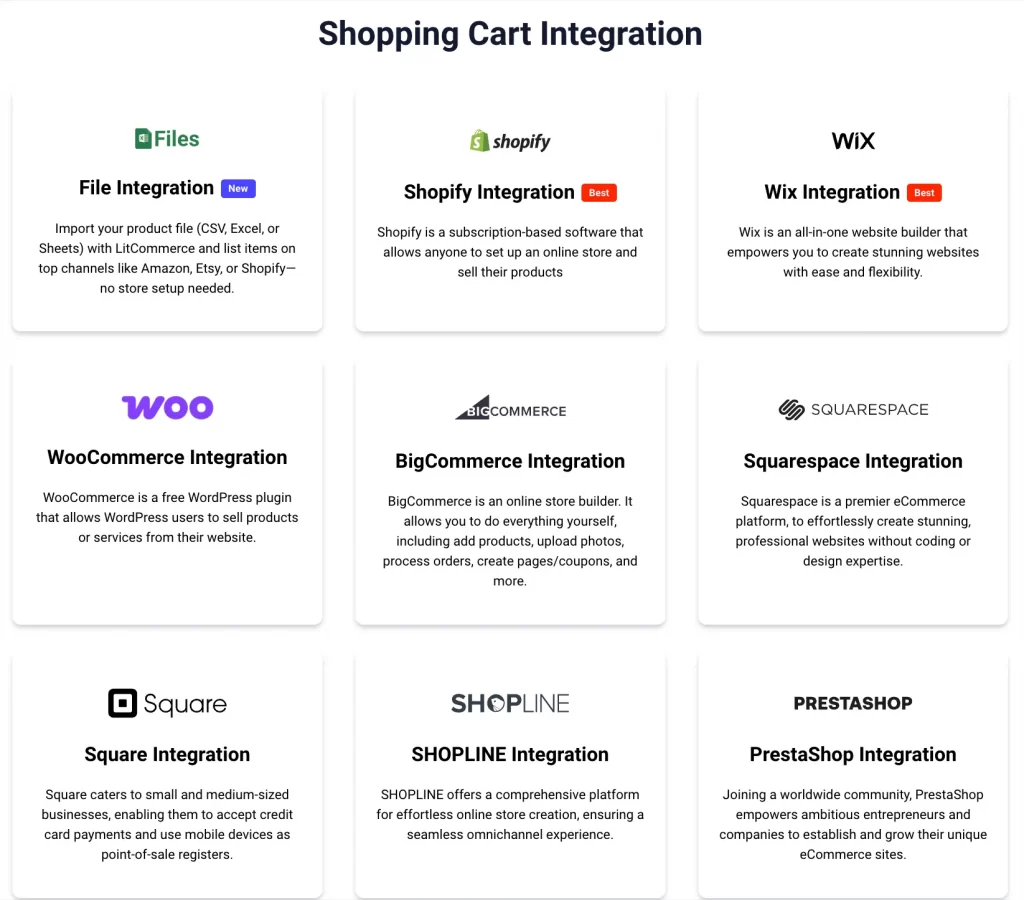 Shopping Cart Integration LitCommerce