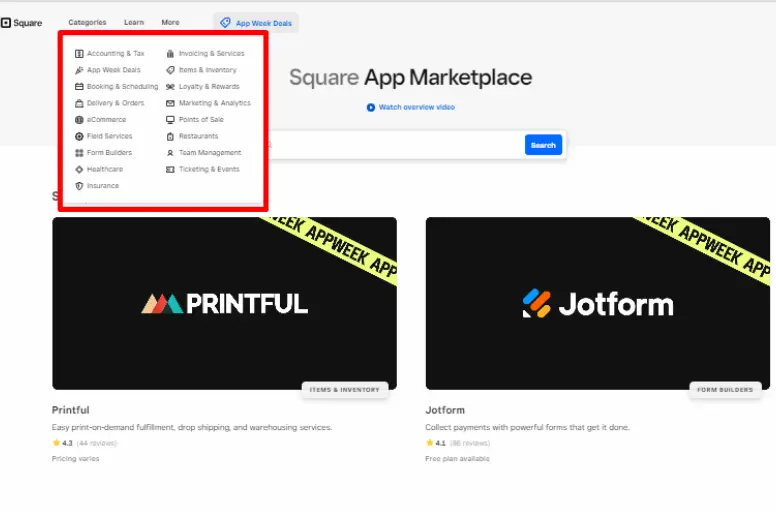 Square app marketplace