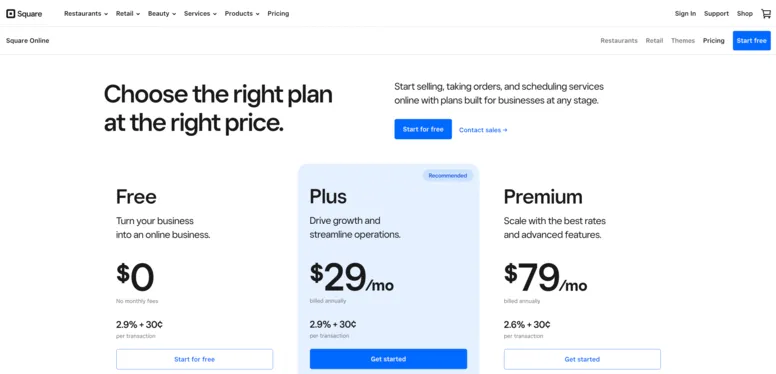 Square pricing