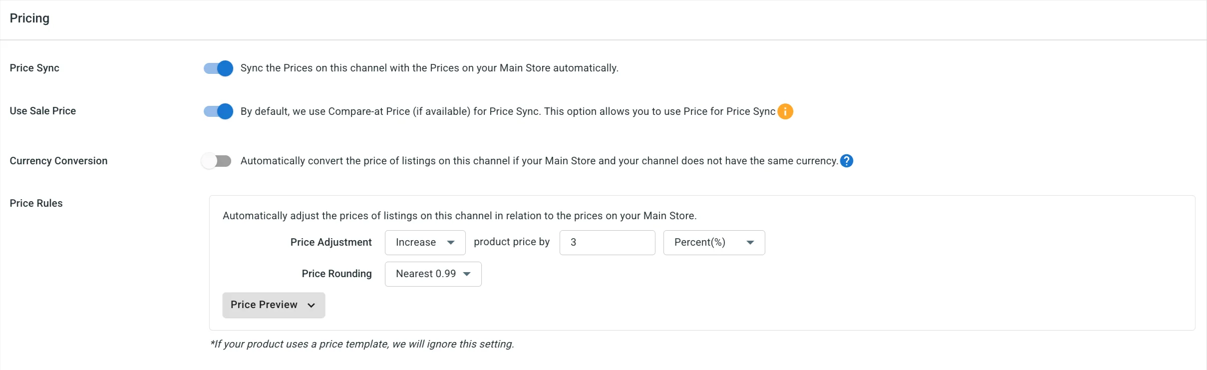 price sync rule