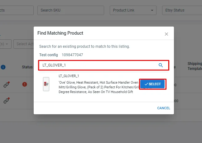 Choose products with same SKUs
