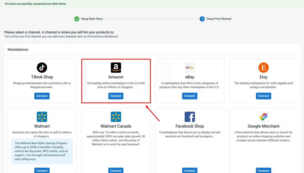 Connect your Amazon store Connect your Amazon store on LitCommerce