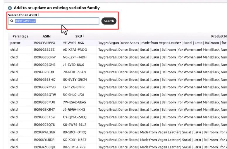 Step 3 How To Add a Variation To an Existing Amazon Listing using Variation Wizard