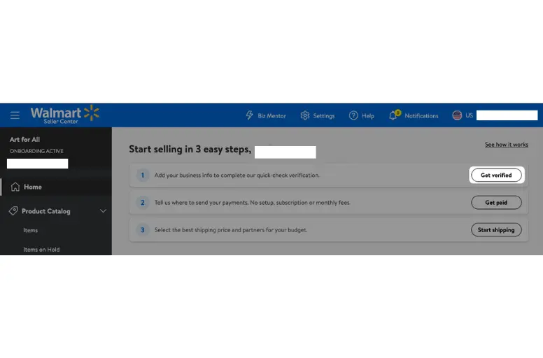 How to sell on Walmart Marketplace - Step 2 Verify your business details