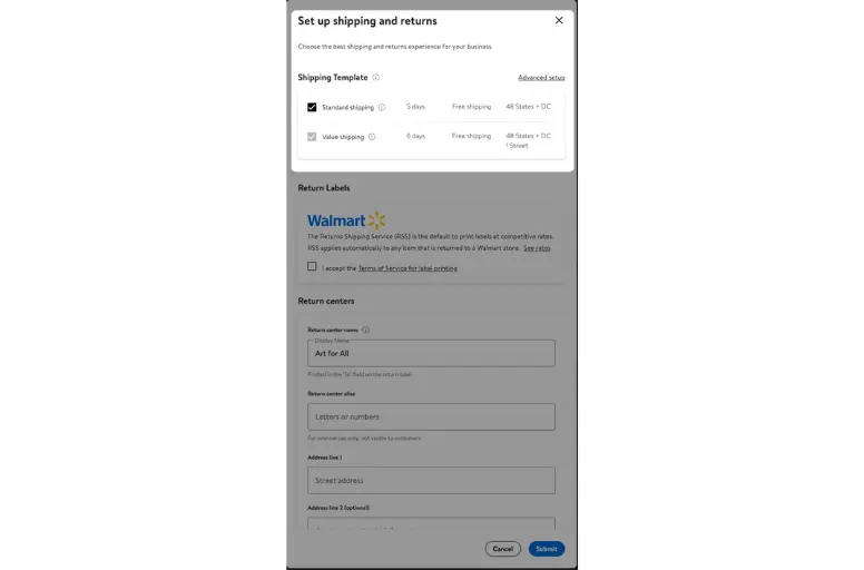 How to sell on Walmart Marketplace - Step 4.1 Configure your shipping methods