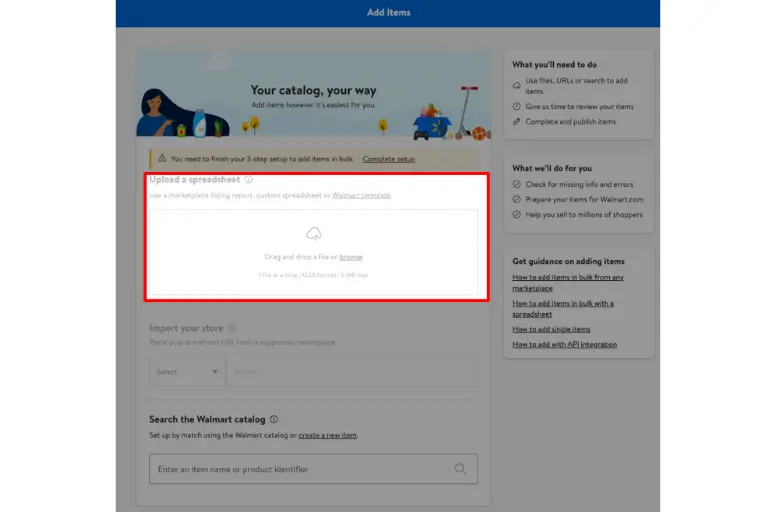 How to sell on Walmart Marketplace - Step 5.2 List products in bulk