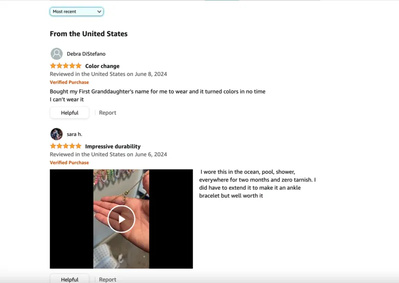 Most recent Amazon product reviews