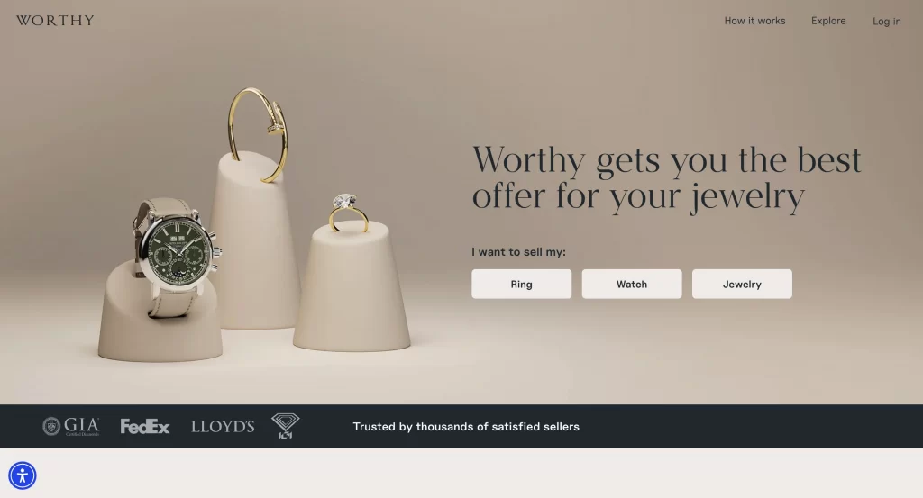 sell jewelry online on Worthy