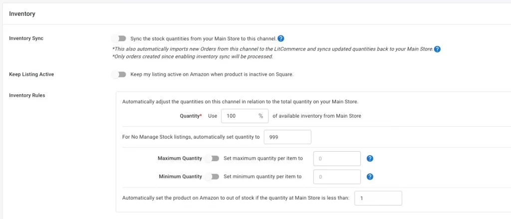 LitCommerce inventory sync