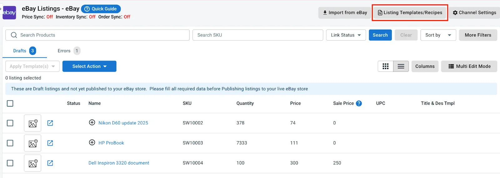 Templates and recipes on LitCommerce