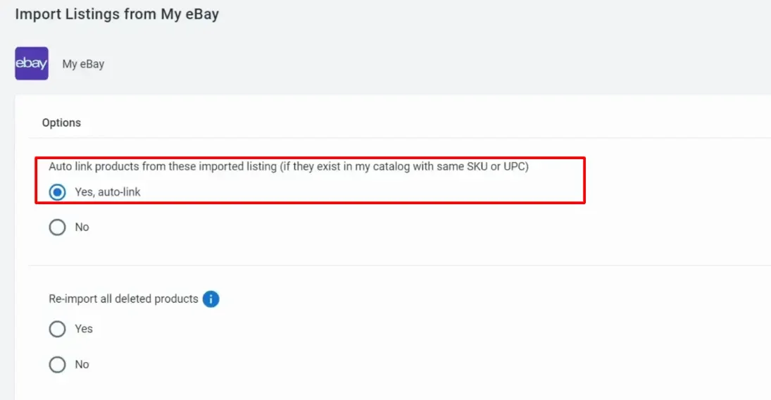 Auto link listing on Wix eBay integration process