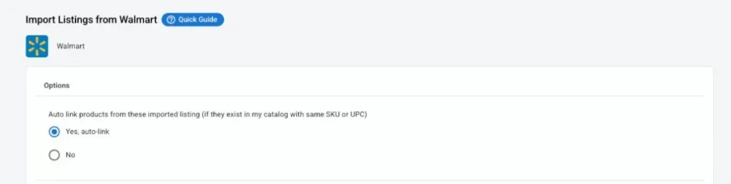 auto import to walmart auto link listings