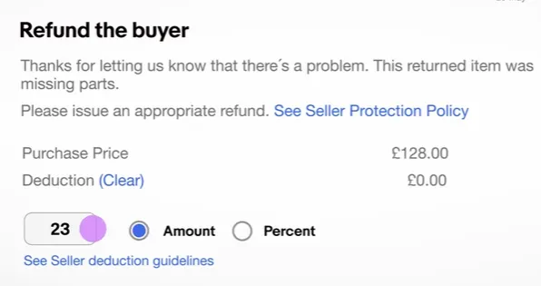 enter amount for ebay partial refund