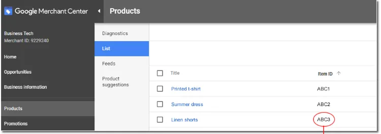 google product feed specification product id