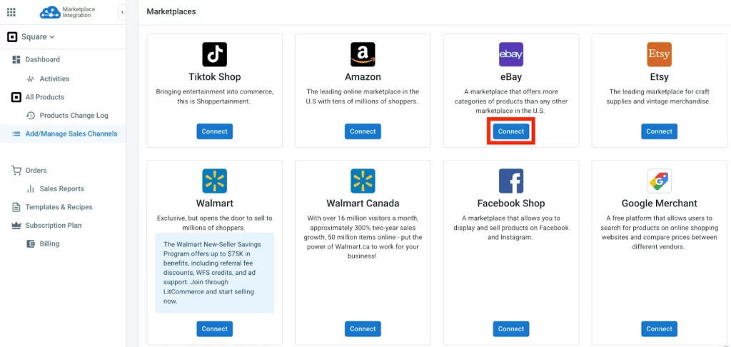 Add sale channel on the LitCommerce tool