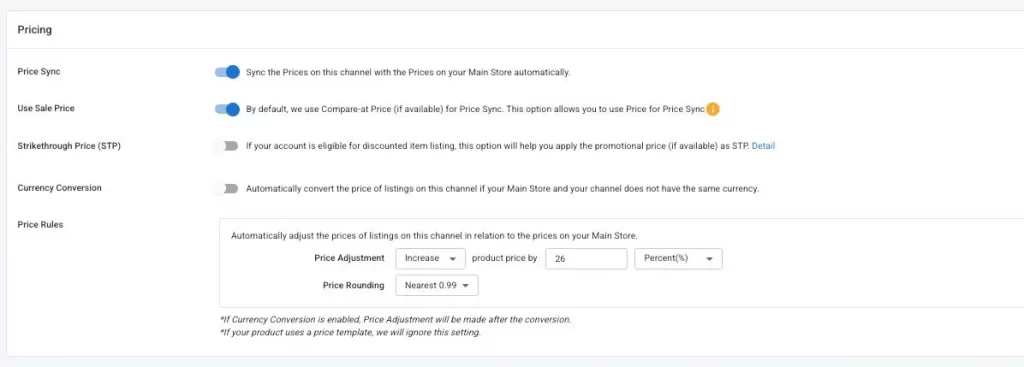 inventory and order sync settings
